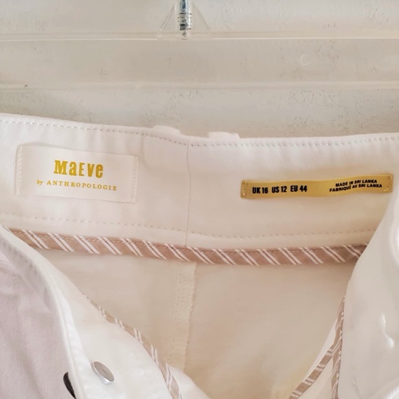 NWT Anthropologie Maeve Pleated Barrel Leg Chino Pants White Size 12 - Picture 9 of 12